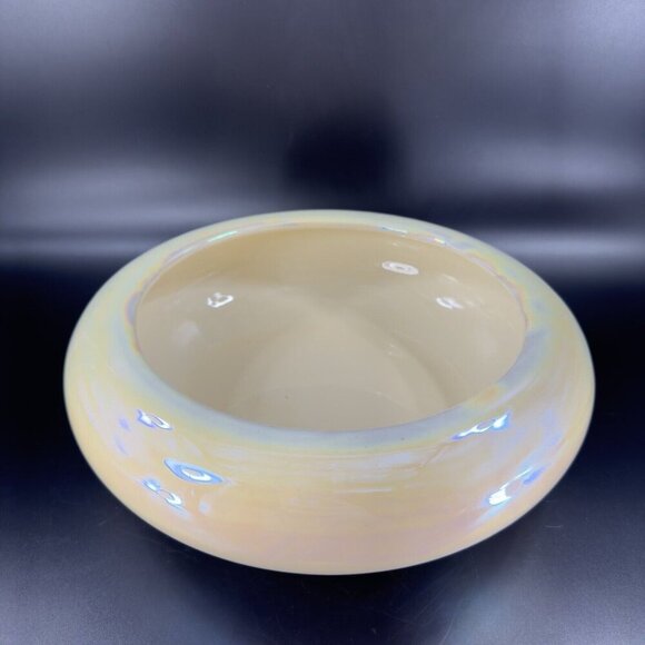 Pier 1 Pottery Planter Bowl Italian Yellow Iridescent Luster Finish Made Italy - Picture 14 of 16